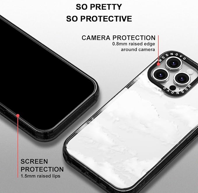 MOSNOVO Case for iPhone 16 Pro Max, [10ft 4X Military-Grade Drop Protection] Durable & Shockproof Phone Case Cover Design for iPhone 16 Pro Max - Cloud - Clear Black