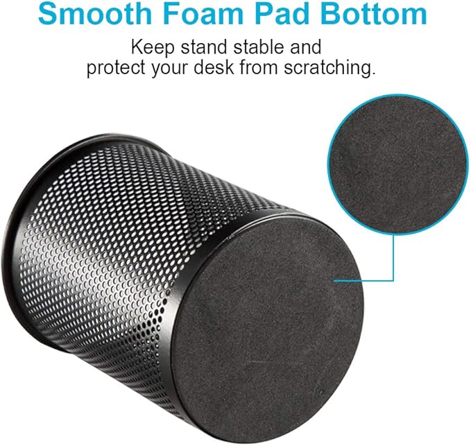 Comix Pen Holder Desk Organizer, Wire Mesh Pencil Cup with Foam Pad and Non-Slip Bottom Office Supplies Desk Accessories for Home Office School, 1 Pack