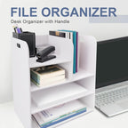 SONGWAY Desk File Organizer with Handle - Desktop File Sorter, Paper Storage Holder, Paper Letter Tray, Desk Organizers and Storage for Home Office School