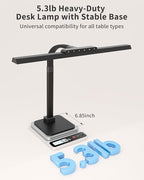 Desk Lamps for Office with Stable Base, 24W Touch Control Brightness Adjustable Tall Desk Lights, Eye-Caring Architect Task Light, Dimmable Brightness & Color Computer Lights for Desktop, Black