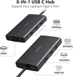 ABIWAZY USB C Docking Station Dual Monitor for HP Dell Lenovo Thinkpad Surface, 8 in 1 Computer Multiple Monitor Hub Adapter to Dual 4K HDMI,DisplayPort,VGA, 00W PD,3 USB for Windows Laptops(Black)