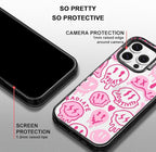 MOSNOVO Case for iPhone 14 Pro Max, [10ft 4X Military-Grade Drop Protection] Durable & Shockproof Phone Case Cover Design for iPhone 14 Pro Max - Pink Dripping Smiles - Clear Black