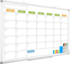 Monthly Calendar Dry Erase Whiteboard for Wall, 36" x 24" Magnetic Dry Erase Board, Hanging Double-Sided White Board, Portable Board for School, Planning, Memo, Home, Office, 2025 Calendar