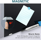 Black Dry Erase Board Magnetic Glass Board, 24x18 Tempered Glass Black Whiteboard for Wall, ZHIDIAN Glass Bulletin Board Framless Blackboard for Office, 2x1.5ft