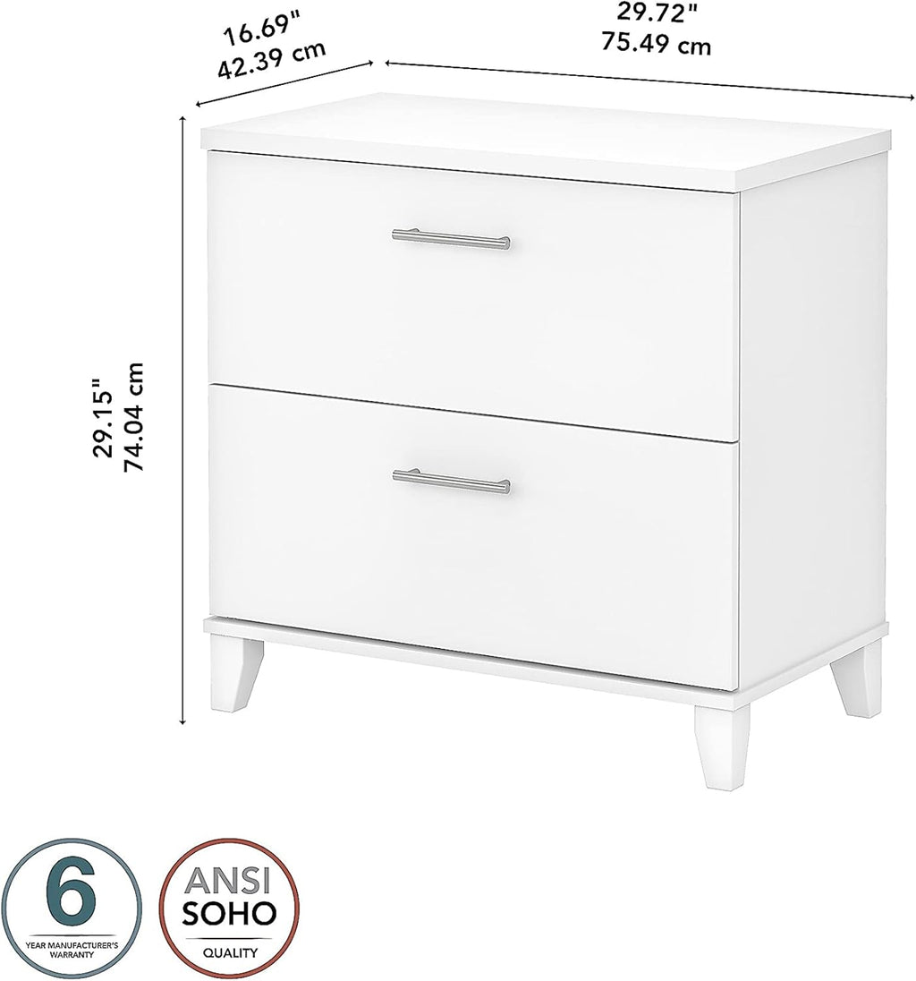 Bush Furniture Somerset 2 Drawer Lateral File Cabinet in White