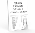 50 Half Sheet Self Adhesive Shipping Labels, 8.5" x 5.5" Address Labels for Laser & Inkjet Printers(50 labels-25 Sheet)