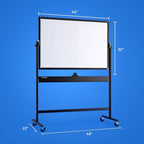 Rolling Dry Erase Board 46 x 32 - Large Portable Magnetic Whiteboard with Stand - Double Sided Easel Style Whiteboard with Wheels - Mobile Standing White Board for Office, Classroom & Home