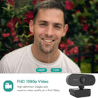 Webcam with Microphone, Full HD 1080P Webcam for PC, Laptop, Desktop, MAC, Plug and Play Web Camera with Privacy Cover, USB Camera for YouTube, Zoom, Skype, Facetime, Windows, Linux, and macOS