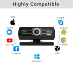 2K Webcam,Webcams for PC, AutofocusNoise Cancellation,Plug & Play USB Web cam for Laptop, Desktop, PC, Mac, Zoom, Skype, Streaming