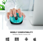 WisFox 2.4G Wireless Mouse for Laptop, Ergonomic Computer Mouse with USB Receiver and Type-C Adapter, 3 Adjustable Levels, 6 Button Cordless Wireless Mice for Windows Mac PC Notebook (Green)