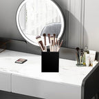 2 Pack Acrylic Pen Pencil Holder, Black Makeup Brush Holder Cup Storage Office Desktop Desk Table Stationery Organizer
