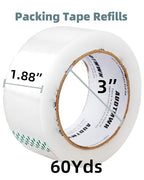 Packing Tape Refills, Clear Packaging Tape Heavy Duty Designed for Moving, Shipping and Packing, Mailing,1.88" x 60 yds, 4 Rolls