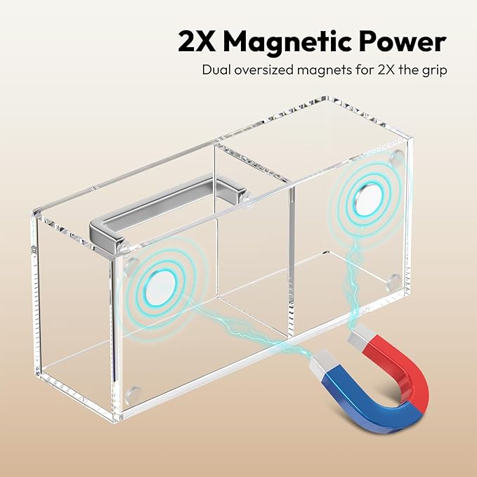 NIUBEE Acrylic Magnetic Pen Holder for Refrigerator, Dry Erase Marker Holder for Whiteboard, Refrigerator, Fridge, Locker, Magnet Pencil Cup Organizer Accessories (with 12 Markers & 1 Eraser)