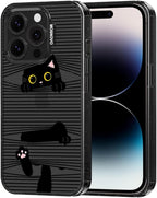MOSNOVO Case for iPhone 14 Pro, [10ft 4X Military-Grade Drop Protection] Durable & Shockproof Phone Case Cover Design for iPhone 14 Pro - Hidden Black Cat - Clear Black
