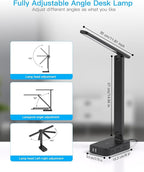 One Beat Desk Lamp with 6 Outlets 4 USB Ports(2×USB-C),Eye Protection Table Lamp Power Strip with 4 Color Modes 5 Brightness Touch LED Desk Lamps for Home Office College Dorm Room Essentials(Black)