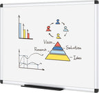 VIZ-PRO Dry Erase Board/Whiteboard, 36 X 24 Inches, Wall Mounted Board for School Office and Home