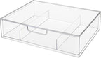 STORi STAX Plastic Stackable Organizer Divided Drawer in Clear | 12.5-inches Wide | 3-Compartments to Organize Office Desk Accessories, Pens, and Notepads| Made in USA
