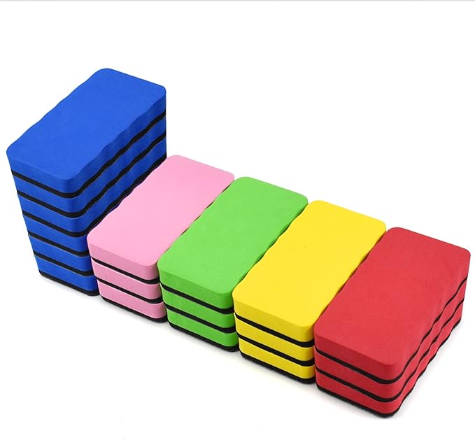 Dry Erase Erasers, Eeoyu 18 Pack Magnetic Whiteboard Dry Erasers Chalkboard Cleaner Wiper for Kids and Classroom Teacher Supplies Home and Office, 5 Colors