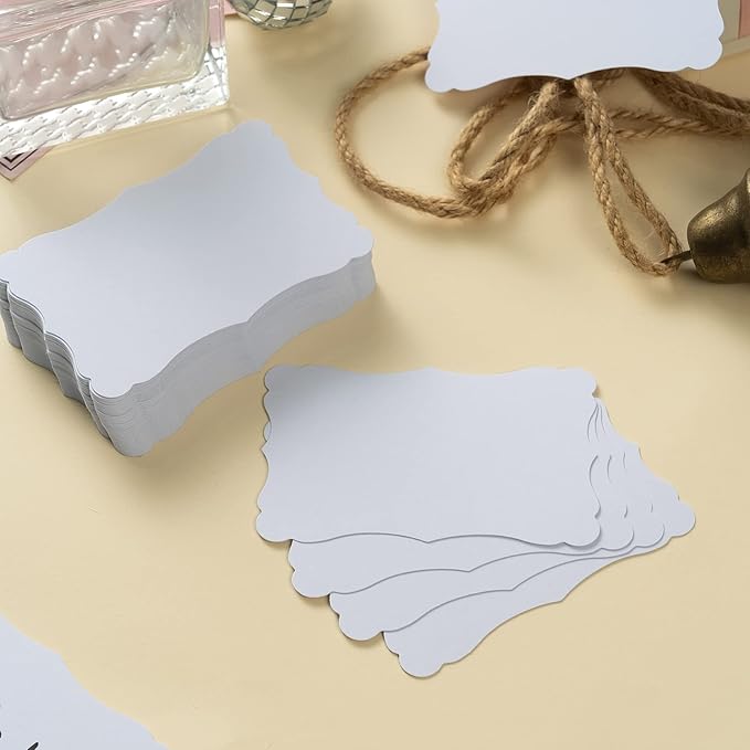 120 Pieces Small Mini Business Cards Vintage Assorted Colors Blank Note Cards Gift Word Card for Business Cards, Gift Cards (White, 3.66x 2.36 inches)