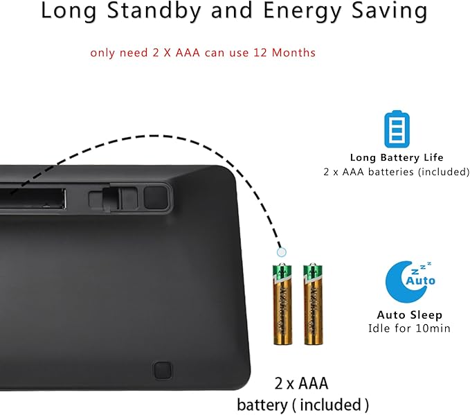 Wireless Bluetooth Keyboard, Universal Multi-Device Keyboard with Number Pad and Media Hotkeys, USB + Dual BT Connection, Ergonomic Design Slim for Windows Computer/Laptop/Tablet