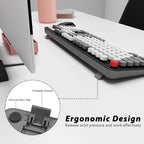 Wireless Keyboard and Mouse, KOOTOP Cute Keyboard and Mouse, 2.4G Wireless Keyboard with Retro Round Keycap for PC, Mac, Laptop,Tablet,Computer Windows (Grey)