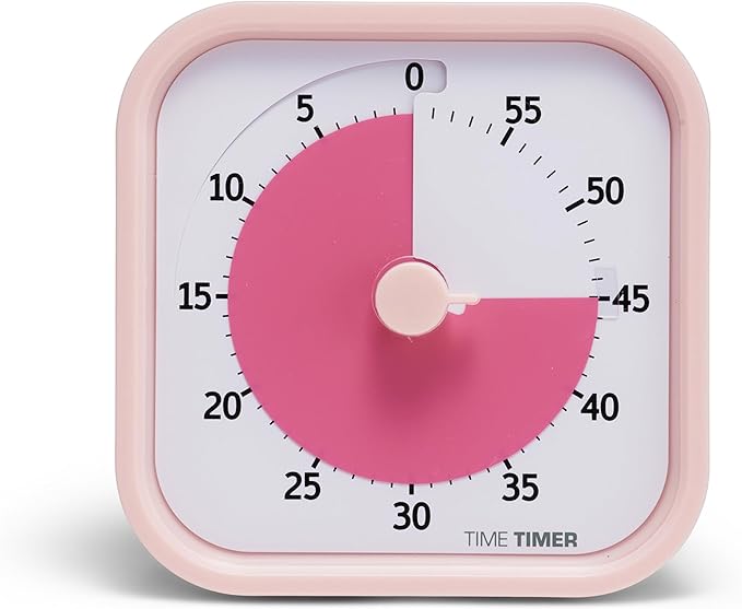 TIME TIMER Home MOD - 60 Minute Kids Visual Timer Home Edition - for Homeschool Supplies Study Tool, Timer for Kids Desk, Office Desk and Meetings with Silent Operation (Peony Pink)