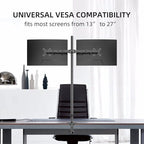 Pholiten Extra Tall Dual Monitor Stand, Dual Monitor Mount, Desk Mount up to 47 inch Pole, 2 Monitor Stand, Computer Monitor Arm, Fully Adjustable Stand for up to 27 inch Screens