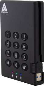 Apricorn Aegis Padlock 3.0 1TB USB 3.0 External Hard Drive, Black