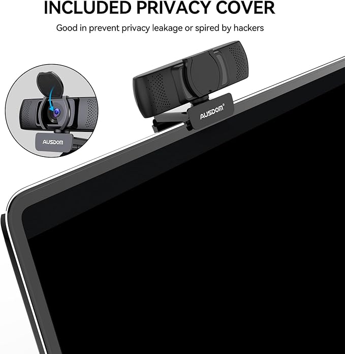 AUSDOM 4K Webcam, Autofocus Webcam with Microphone, Privacy Cover, Plug and Play USB Computer Web Camera for Pro Streaming/Online Teaching/Video Calling/Zoom/Skype (Black-4K)