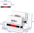 NIUBEE Clear Business Card Holder 2 Tier Acrylic Business Card Stand, 2 Slots Business Card Display for Desk Counter, 150 Card Capacity, 1 Pack