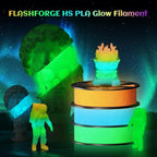 FLASHFORGE Glow in The Dark Rapid PLA Filament 1.75mm, High Flow Speedy 3D Printer Filament Luminous Yellow, Max 500mm/s High-Speed Printing, High Brightness and Long-Lasting Glowing Effect