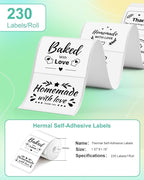 M100 Square Label 1.57'' x 1.18'' (40 x 30 mm), Compatible with Label Maker M110/ M220/ M221/ M120/ M200/M260/M150, White, 230 Labels/Roll, Multi-Purpose Adhesive Thermal Labels, Black on White