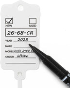 100 Car Key Tags with Labels Plastic Car Dealership Key Tags Self Locking Automotive Identifiers Blank Shop Labels with One Pen (White)