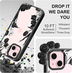 MOSNOVO Case for iPhone 15 Plus, [10ft 4X Military-Grade Drop Protection] Durable & Shockproof Phone Case Cover Design for iPhone 15 Plus / 14 Plus - Black White Tulips - Clear Black