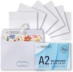 MOS A2 Invitation Envelopes – 4-3/8" X 5-3/4" White Mailing Envelopes Self Seal (500 Count) – 120GSM/ 32LB Bond Heavy Duty – For Greeting Cards, Card Making, RSVP Cards, Wedding Invites