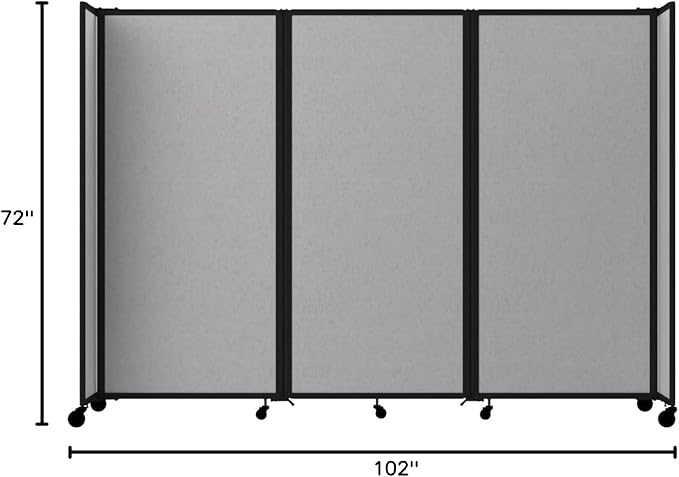 Versare Room Divider 360 Portable Wall Partition | Folding Panels | Large Freestanding Divider | Locking Wheels | Temporary Room Separator
