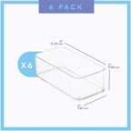 Plastic Clear Drawer Organizers. Bathroom, Kitchen, Bedroom, Nail Polish, Office Organizer Bins, Storage Trays. Heavy Duty, Stackable. 6" x 3" x 2" Set of 6
