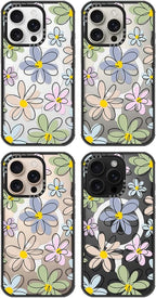 MOSNOVO Magnetic Case for iPhone 16 Pro, 10ft Military-Grade Protection, Compatible with Magsafe, Shockproof Phone Case for iPhone 16 Pro - Linear Blooms - Clear Black