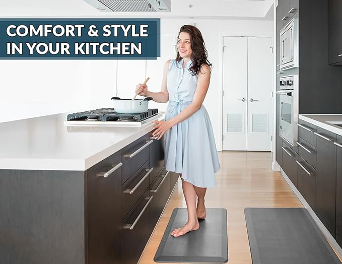 ComfiLife Anti Fatigue Floor Mat – 3/4 Inch Thick Kitchen Mats for Floor, Standing Desk Mat, Kitchen Rug – Comfort at Home, Office – Durable – Stain Resistant – Non-Slip Bottom (20" x 32", Charcoal)