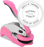 MaxMark Notary Seal Round Pink Embosser for Idaho State - Includes Gold Burst Seal Labels (50 Count)
