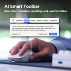 Virtusx AI Mouse, Jethro V1 – AI Voice & Audio Recorder, Note Taking Mouse for Computer & Laptop with Centralized AI Software, AI Writing Tools, Voice Typing, Transcribe, Translate & Summarize