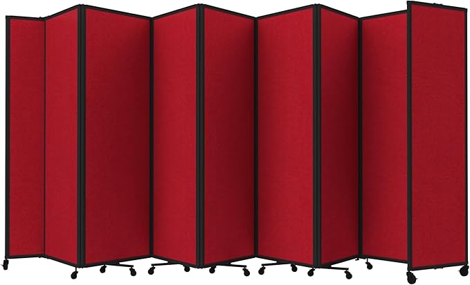 Versare Room Divider 360 Portable Wall Partition | Folding Panels | Large Freestanding Divider | Locking Wheels | Temporary Room Separator