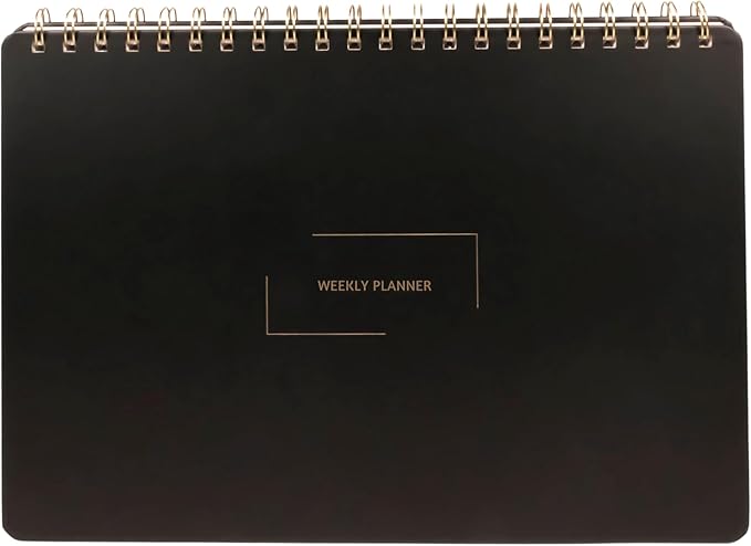 Undated Weekly Planner | 8.25” x 11.75” Work To-Do Notebook | ADHD Academic Organizer | Multi-Layout | Men and Women Planner | College Supplies | Black | Landscape Layout