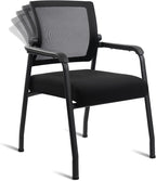 Desk Chair No Wheels with Adjustable Mesh Backrest, Arm Chair with Ergonomic Lumbar Support and Thickened Seats Cushion, Waiting Room Chairs for Office School Church Guest Reception