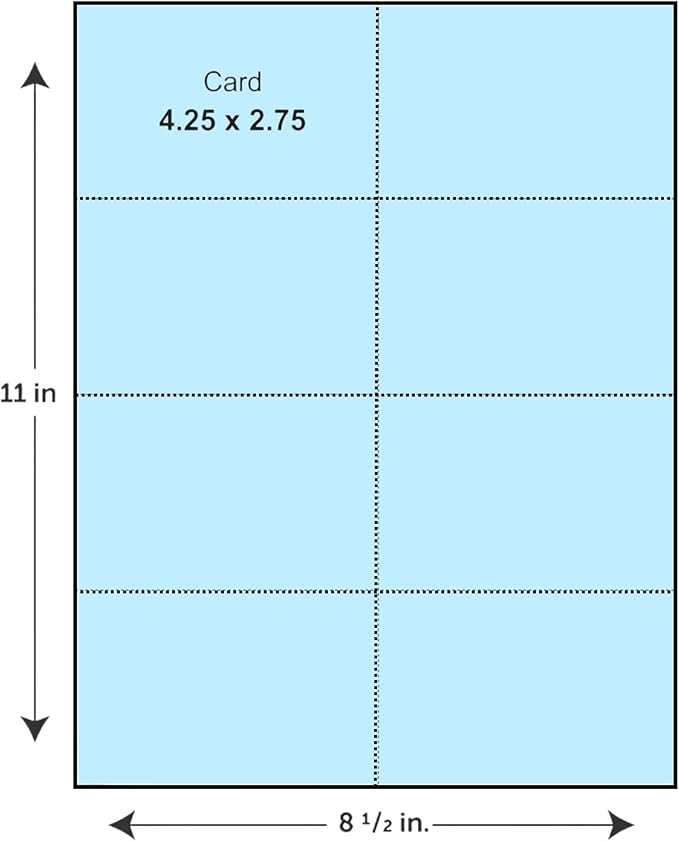 Limited Papers (TM) 8.5x11 Perforated Paper, 20/50 Pound, 75 GSM, Variety of Perforation Sizes and Colors, for Forms, Tickets, Postcards, Business Cards. (Grey, 8 up)