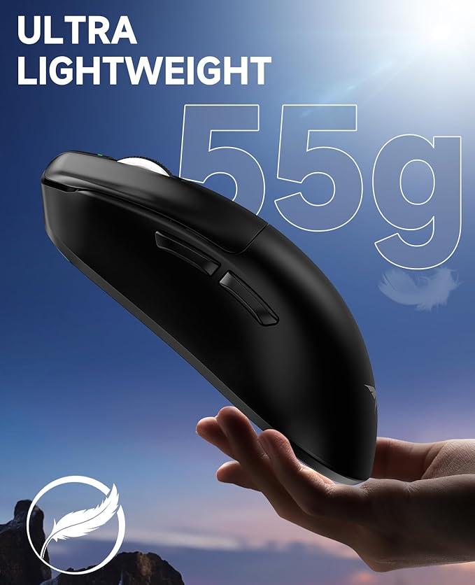 VGN F1 MOBA Wireless Gaming Mouse with Max 26,000 DPI, High Precision, Lightweight 55g, 4K Polling, 200Hr Battery Life, 6 Programmable Buttons, USB-C Charging, for PC/Mac/Laptop Classic Black