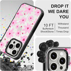 MOSNOVO Magnetic Case for iPhone 15 Pro, 10ft Military-Grade Protection, Compatible with Magsafe, Shockproof Phone Case for iPhone 15 Pro - Love in Bloom - Clear Black