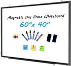 H-Qprobd 60"x40" White Board for Wall Large Magnetic Dry Erase Board with Black Aluminum Frame, Presentation Whiteboard Suitable for Home, Office, Classroom & Kitchen