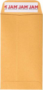 JAM PAPER #6 Coin Business Envelopes with Peel and Seal Closure - 3 3/8 x 6 - Brown Kraft Manila - Bulk 250/Box