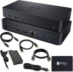 Dell D6000S Universal Dock Bundle with 130W Power Adapter – USB-C, Dual DisplayPort with 4K HDMI Cable + 4K DisplayPort Cable + USB-C Cable + Microfiber Cloth - Supports 4K Display (Renewed)